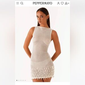 Peppermayo White Crochet Dress